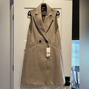 Zara Women's Beige Sleeveless Vest Dress